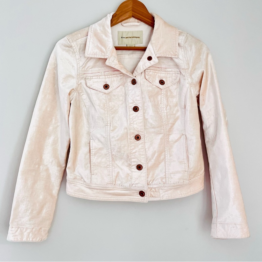 Anthropologie Pilcro & The Letterpress Pink Button Up Velvet Jacket XS - Picture 2 of 14